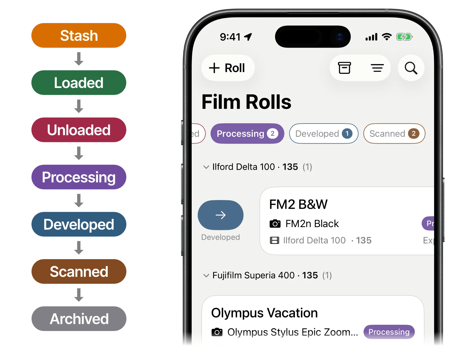 Keeping track of your film rolls in Phoslog